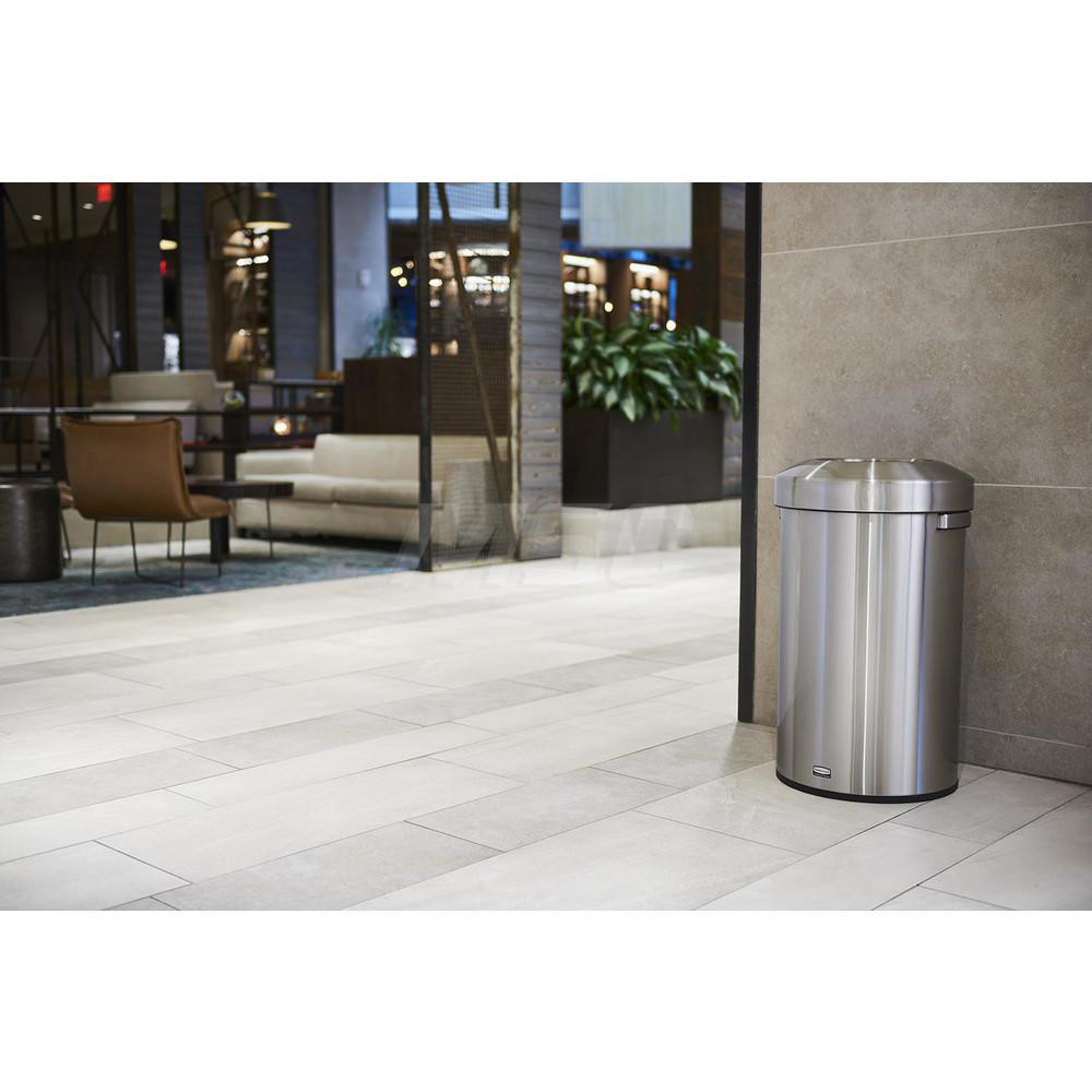 Rubbermaid Commercial Refine 16 Gallon Round Stainless Steel Trash Can - Fingerprint Resistant, Liner Cinch, For Hotel Lobby, Office, Conference Room - View #7