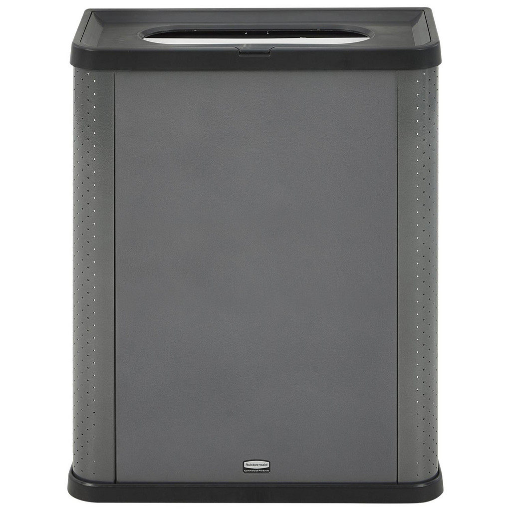 Rubbermaid Commercial Elevate 23 Gallon Trash Can Container - Dark Gray, 3-Sided Metal Cover For Slim Receptacles