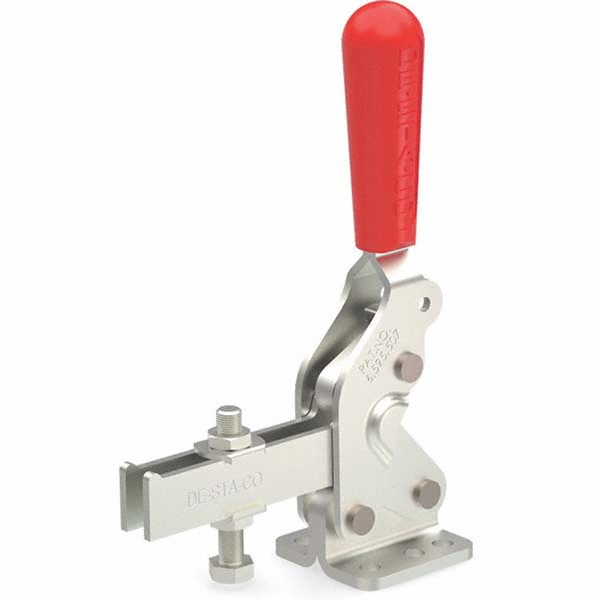 De-Sta-Co Manual Hold-Down Toggle Clamp: Vertical, 1000 lb Capacity, U-Bar, Flanged Base - 64 deg Handle Movement, 76 deg Bar Opening, Stainless Steel