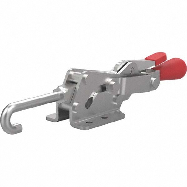 Pull-Action Latch Clamp: Horizontal, 1,500 lb, J-Hook, Flanged Base