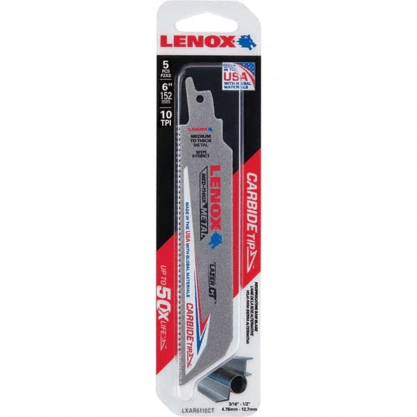 Lenox LXAR6110CT Reciprocating Saw Blade: Solid Carbide Image