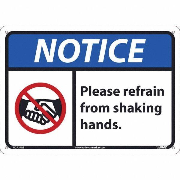 Sign Rigid Plastic .050 NMC M0146RB Welcome Handshake Free Zone 14 X 10 X 0.05 