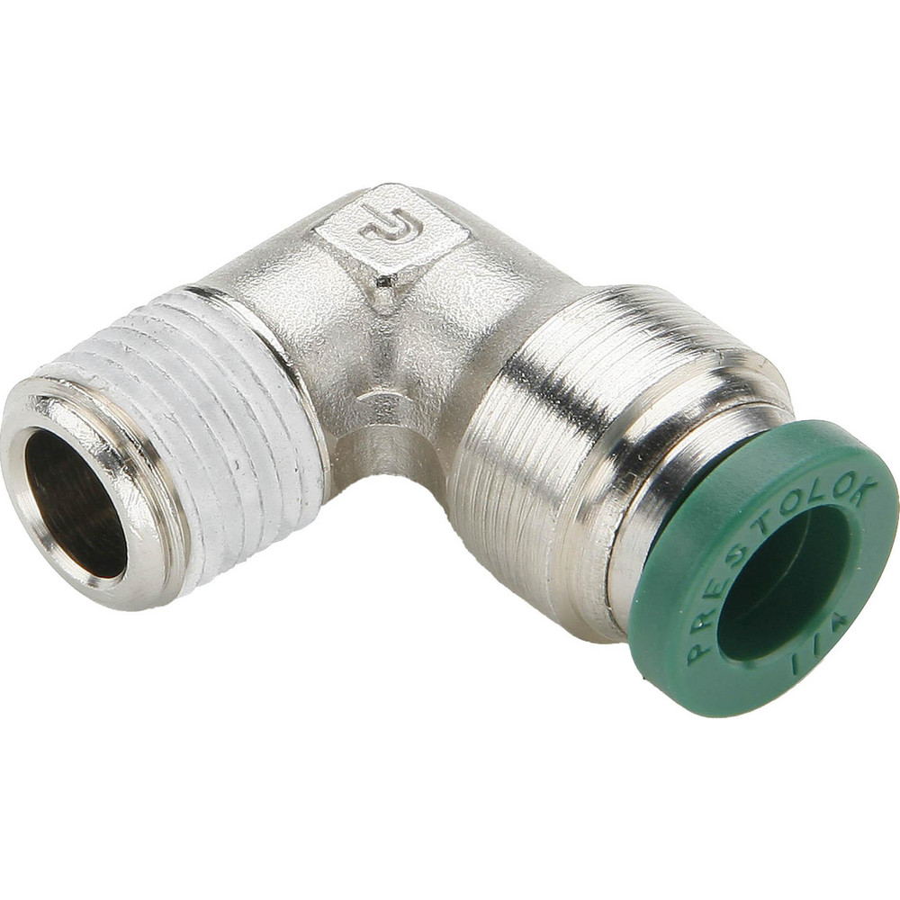 Push-to-Connect Push-to-Connect x Male BSPT Fitting: Swivel Run Tee, 1/2 Thread, BSPT, 12 mm OD - Nickel-Plated Brass, 300 psi