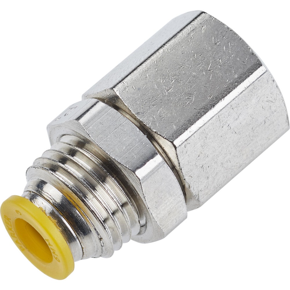 Parker 66PLPBH-12M-6G Push-To-Connect Tube to Female Tube Fitting: Female Bulkhead, Straight, 3/8" Thread Image