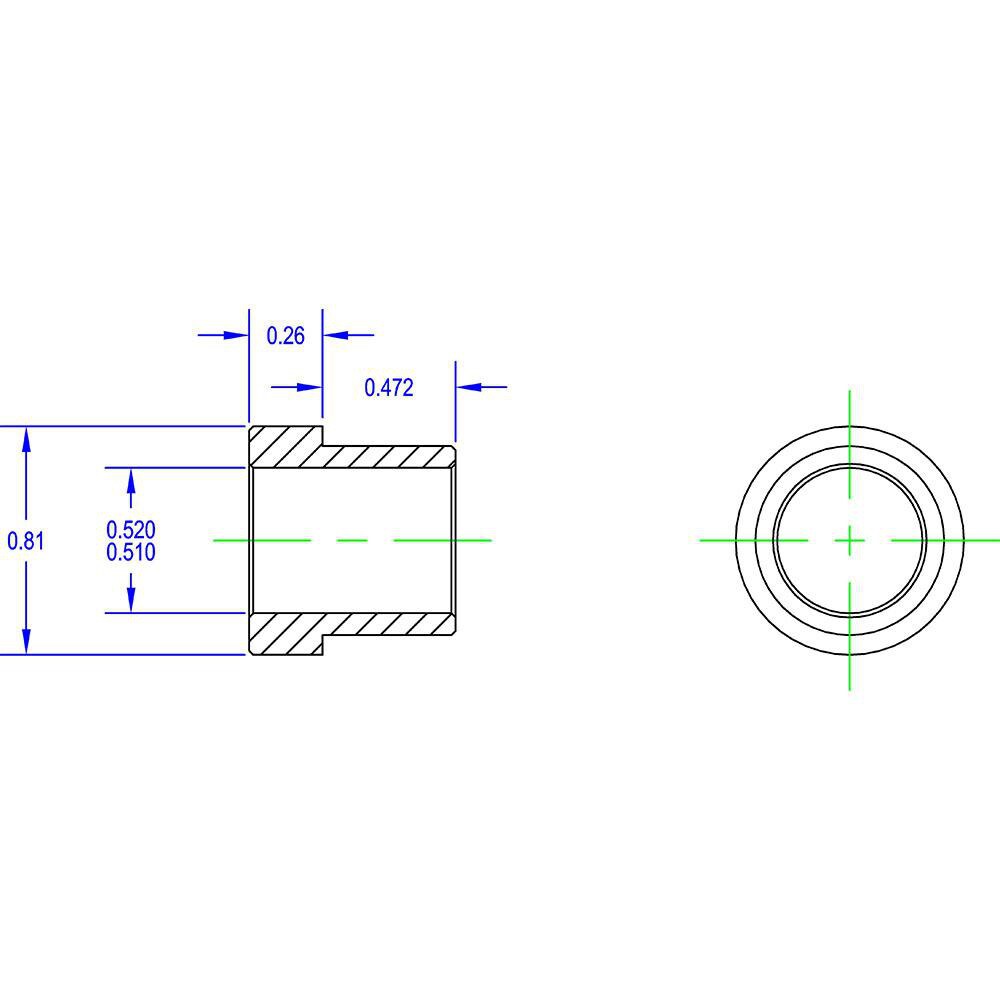 Idler Shaft Shoulder Adapters; Minimum Bore Diameter: .51in ; Maximum Bore Diameter: .520in ; Overall Width: 1 ; Shoulder Diameter: .81in ; Material: Steel ; Insert Material: Steel