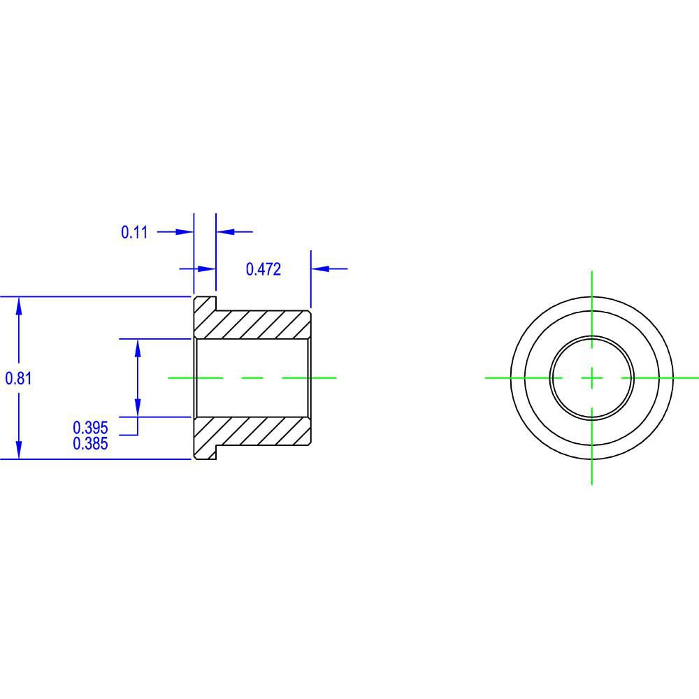 Idler Shaft Shoulder Adapters; Minimum Bore Diameter: .385in ; Maximum Bore Diameter: .395in ; Overall Width: 1 ; Shoulder Diameter: .81in ; Material: Steel ; Insert Material: Steel