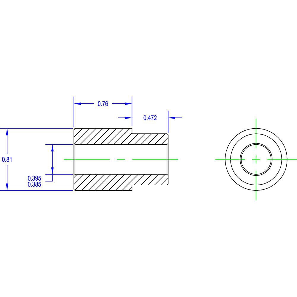 Idler Shaft Shoulder Adapters; Minimum Bore Diameter: .385in ; Maximum Bore Diameter: .395in ; Overall Width: 1 ; Shoulder Diameter: .81in ; Material: Steel ; Insert Material: Steel