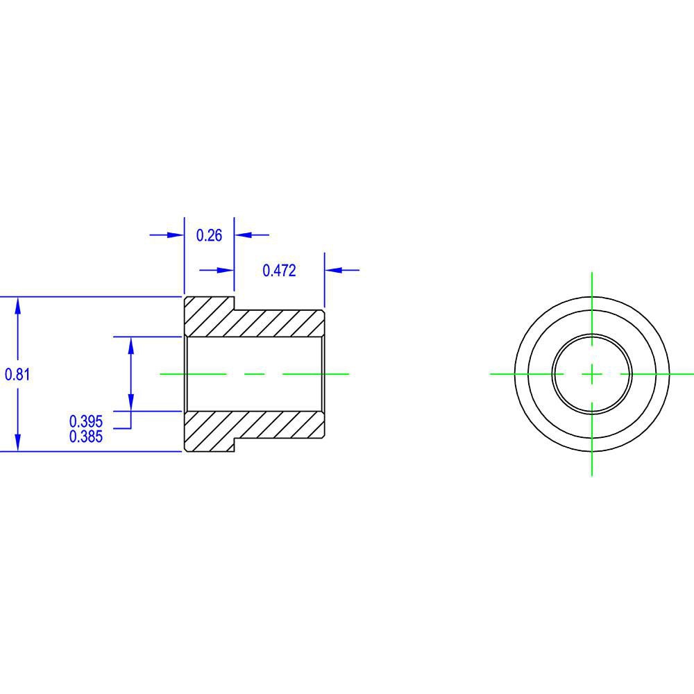 Idler Shaft Shoulder Adapters; Minimum Bore Diameter: .385in ; Maximum Bore Diameter: .395in ; Overall Width: 1 ; Shoulder Diameter: .81in ; Material: Steel ; Insert Material: Steel