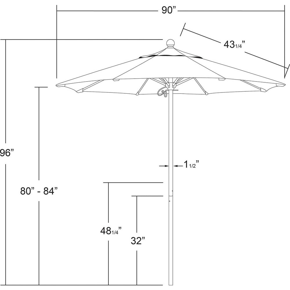 California Umbrella - Patio Umbrellas; Diameter (Feet): 7.5 ; Height