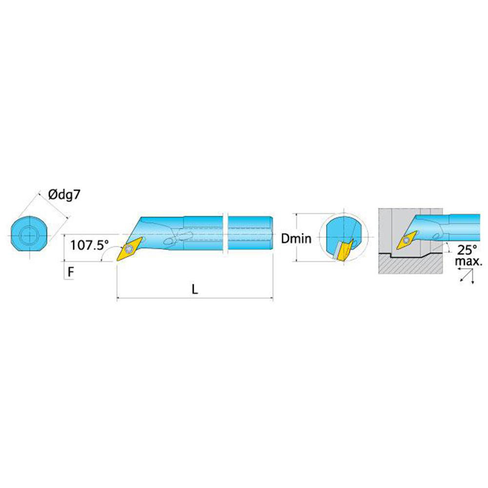 Ingersoll Cutting Tools Indexable Boring Bar A16TSVQNL2.53, 1.3