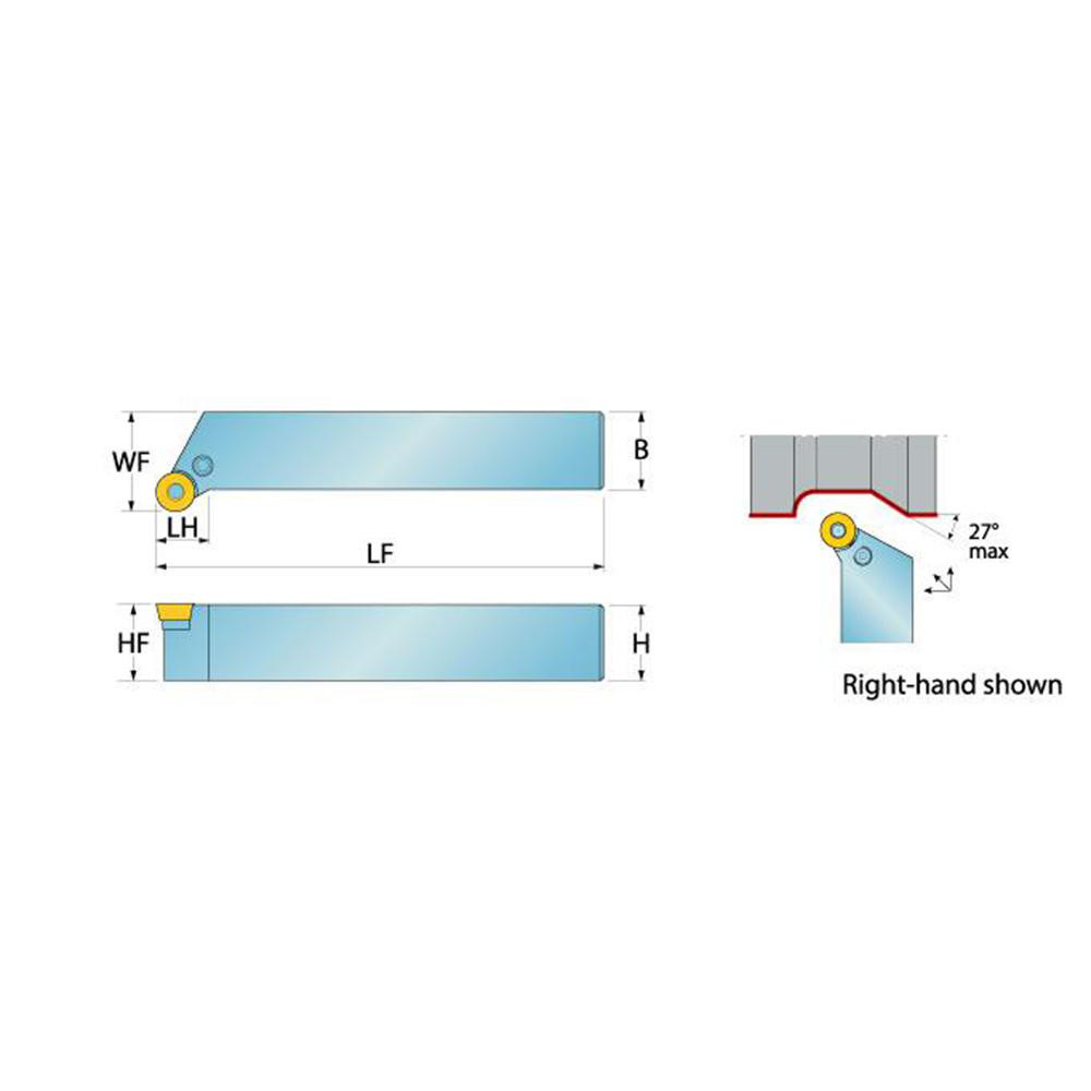Ingersoll Cutting Tools Indexable Turning Toolholder PRGCR1610D