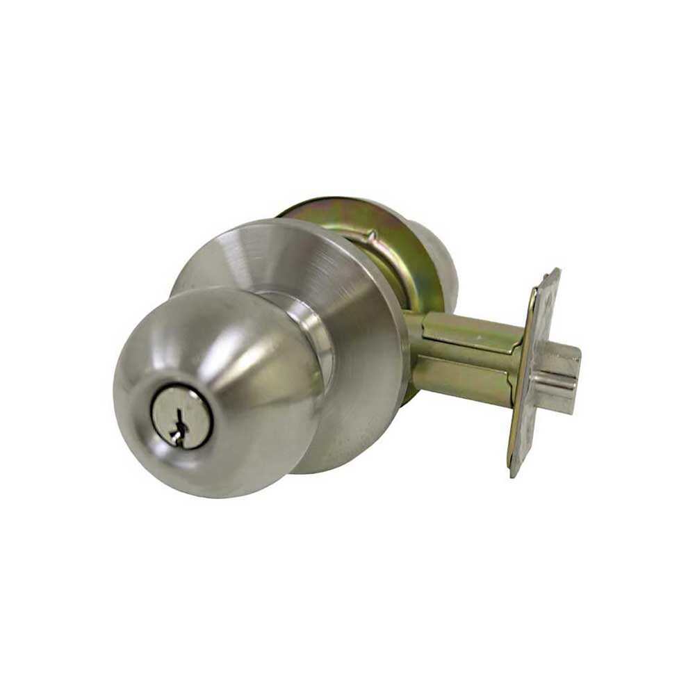 Knob Locksets; Type: Entrance; Conventional ; Key Type: Keyed Different ; Material: Steel - coated with zinc dichromate ; Finish/Coating: Satin Stainless Steel ; Compatible Door Thickness: 1 3/8 - 1 3/4 ; Material: Steel - coated with zinc dichromate