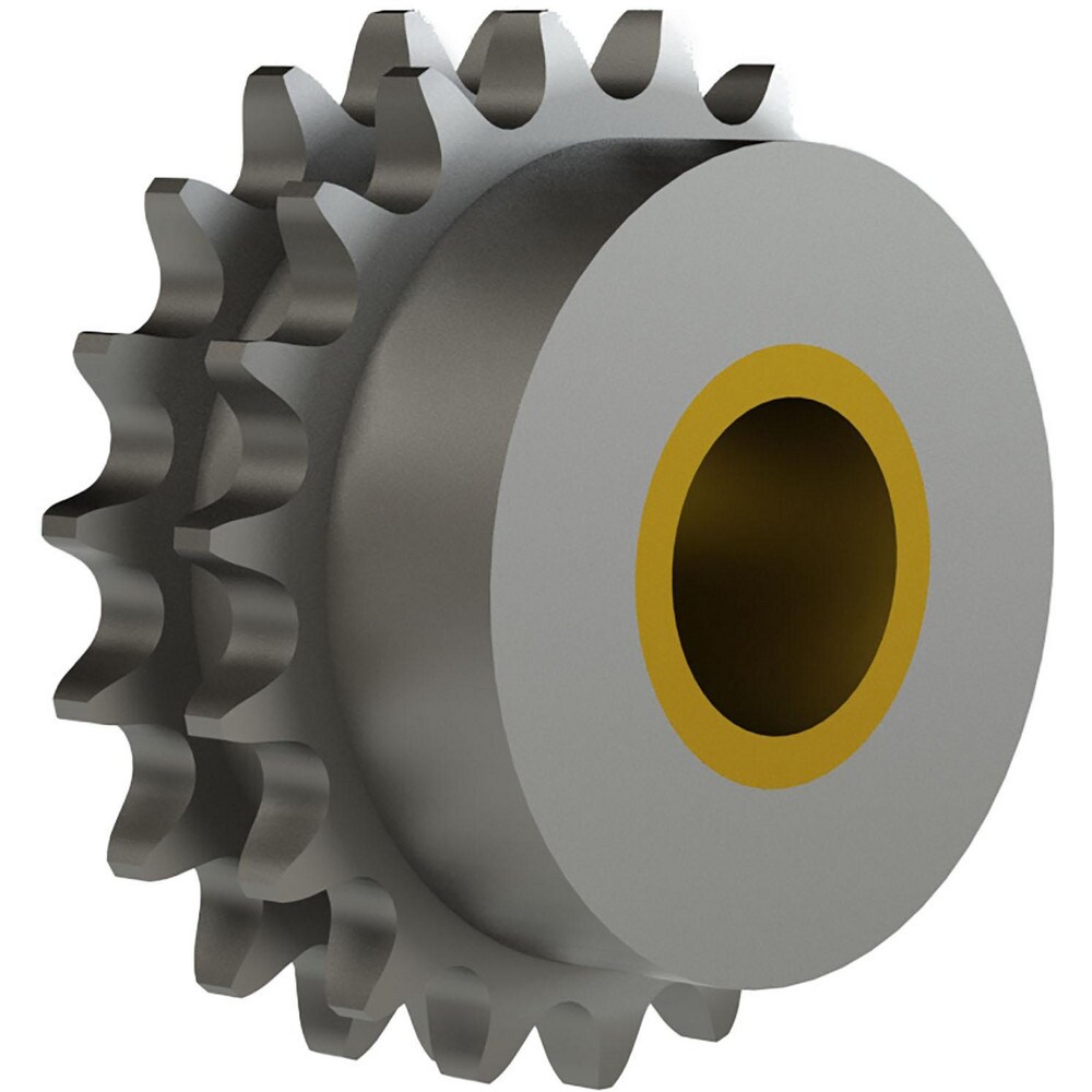 Chain Idler Sprockets; Bore Diameter: 1.0000 (Decimal Inch); Hub Diameter: 1.5625 ; Pitch: 1in ; Compatible Shaft Diameter: 1in ; Number Of Strands: 2 ; Bearing Type: Plain