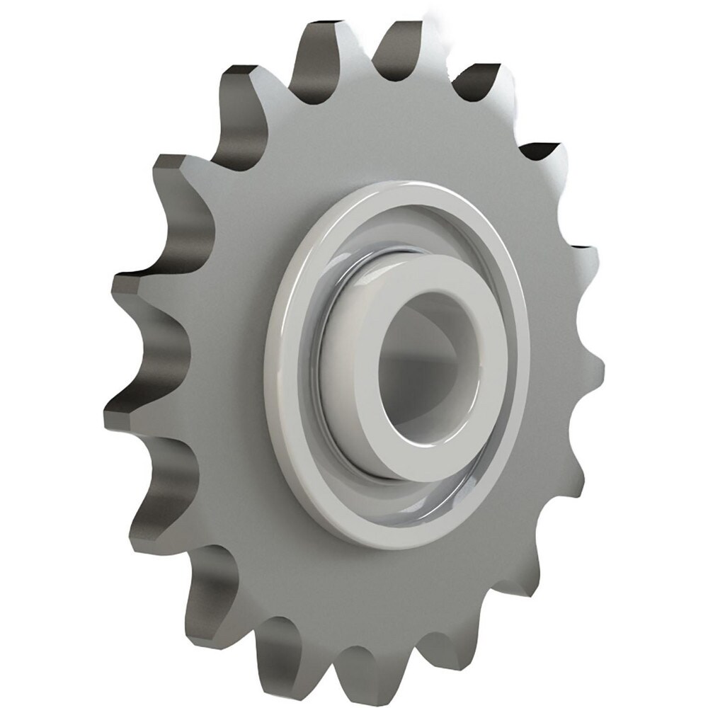 Chain Idler Sprockets; Bore Diameter: 0.6350 (Decimal Inch); Pitch: 0.375in ; Compatible Shaft Diameter: 0.625in ; Number Of Strands: 1 ; Bearing Type: Ball ; Material: Steel