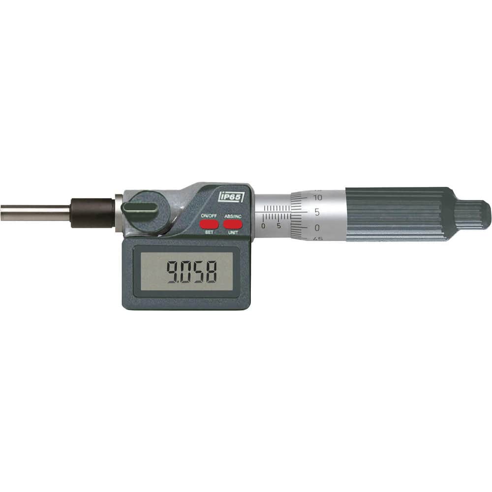 Electronic Micrometer Heads; Minimum Measurement (mm): 0; Maximum Measurement: 1.00; Accuracy: 1.0001 in; Maximum Measurement (Inch): 1.00; Maximum Measurement (mm): 1.00; Lock Nut Type: Spindle Lock; Thimble Diameter (Inch): 18 mm; Spindle Shape: Flat; S