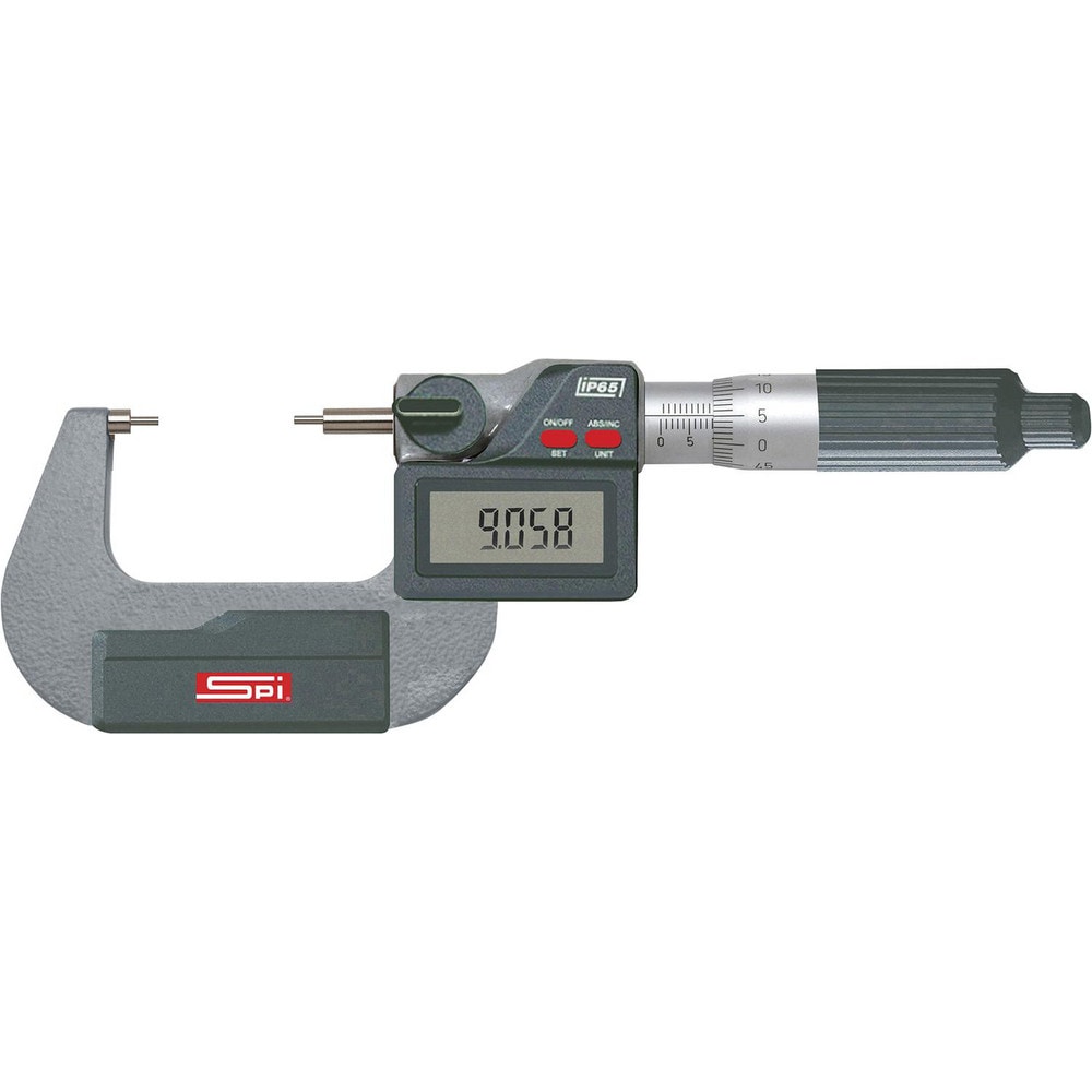 Spline Micrometers; Operation Type: Electronic; Minimum Measurement: 0; Minimum Measurement (mm): 0; Maximum Measurement: 1.00; Anvil Type: Spline; Maximum Measurement (Decimal Inch): 1.00; Digital Counter: Yes; Accuracy: 1.0001 in; Lock Nut Type: Positiv