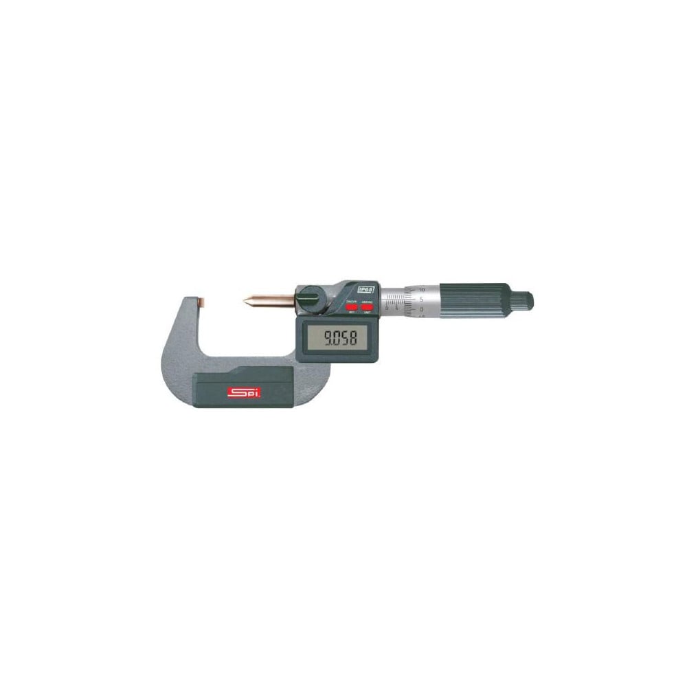 Point Micrometers; Operation Type: Electronic; Minimum Measurement: 0; Minimum Measurement (mm): 0; Maximum Measurement: 1.00; Maximum Measurement (Decimal Inch): 1.00; Maximum Measurement (mm): 1.00; Thimble Type: Ratchet; Digital Counter: Yes; Throat De