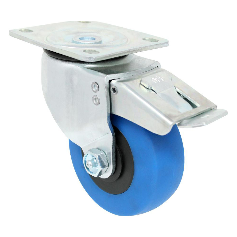 Durable Superior Top Plate Caster Elastomer Rubber, 4" Wheel Dia, 13/8" Wheel Width, 500 lb