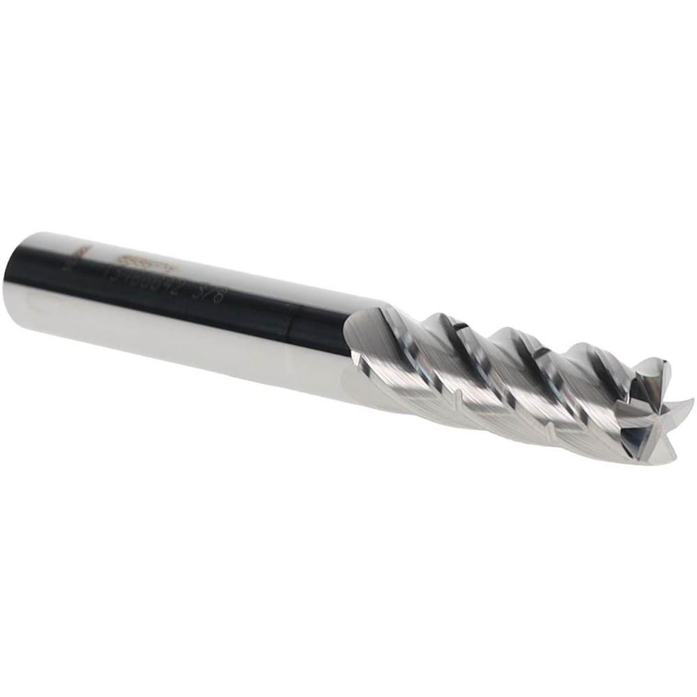 Corner Radius End Mill: 3/8" Dia, 1-1/8" LOC, 0.015" Radius, 5 Flutes, Solid Carbide