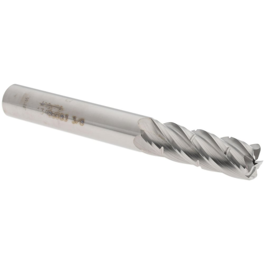Corner Radius End Mill: 3/8" Dia, 1-1/8" LOC, 0.06" Radius, 5 Flutes, Solid Carbide