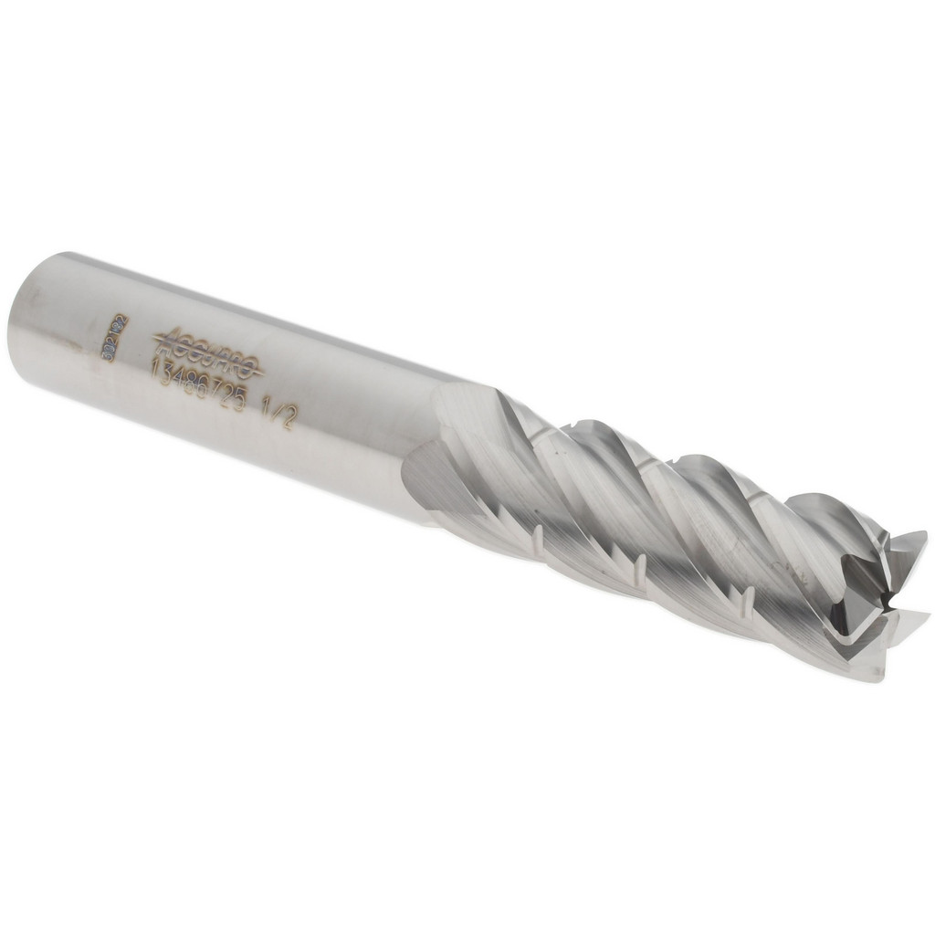 14735164 Corner Radius End Mill: 1/2" Dia, 1-1/2" LOC, 0.03" Radius, 5 Flutes, Solid Carbide  