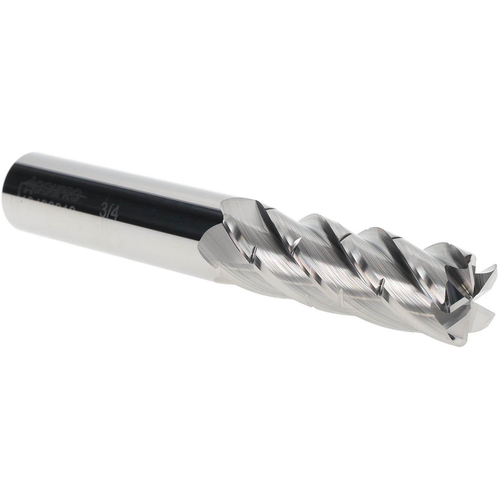 Corner Radius End Mill: 3/4" Dia, 2-1/4" LOC, 0.06" Radius, 5 Flutes, Solid Carbide