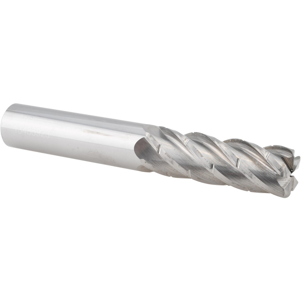 Corner Radius End Mill: 3/4" Dia, 2-1/4" LOC, 0.0900" Radius, 5 Flute, Solid Carbide