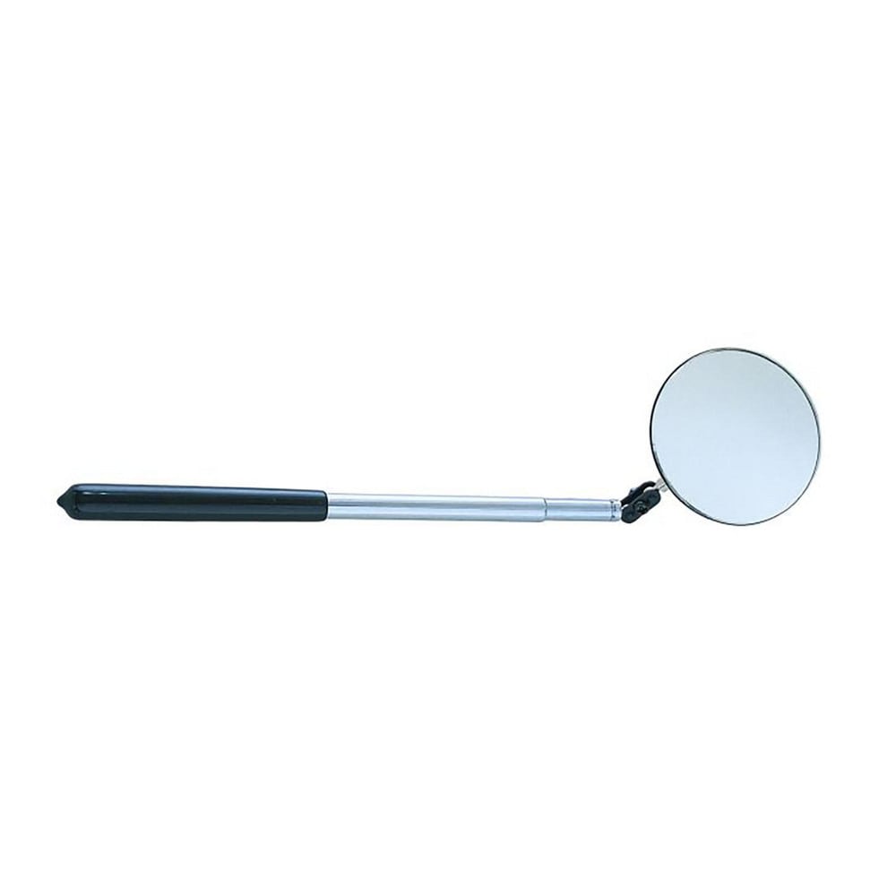 Telescoping Inspection Mirror: Round, Glass Mirror, Vinyl Handle