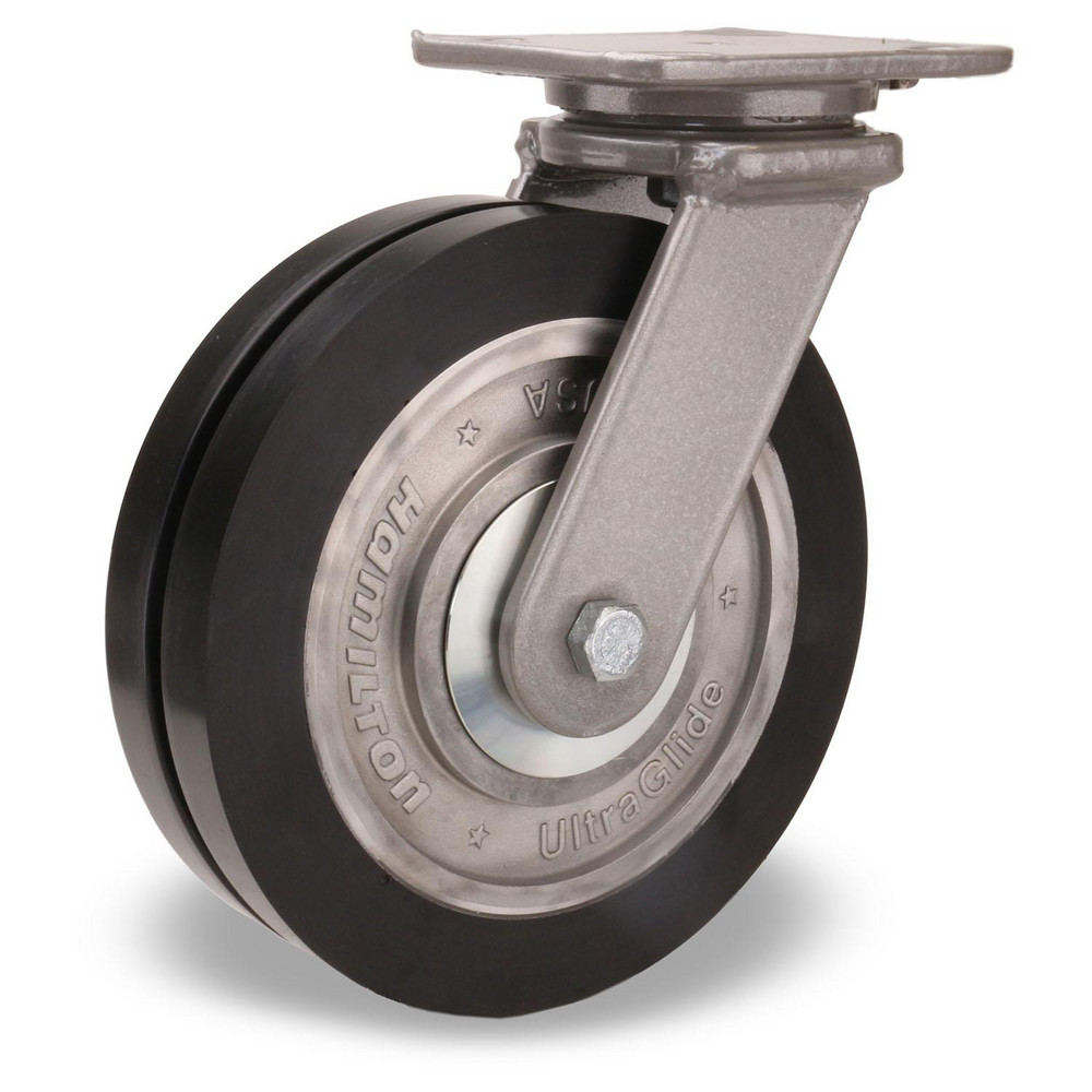 Hamilton Swivel Top Plate Caster Polyurethane on Aluminum, 8" Wheel