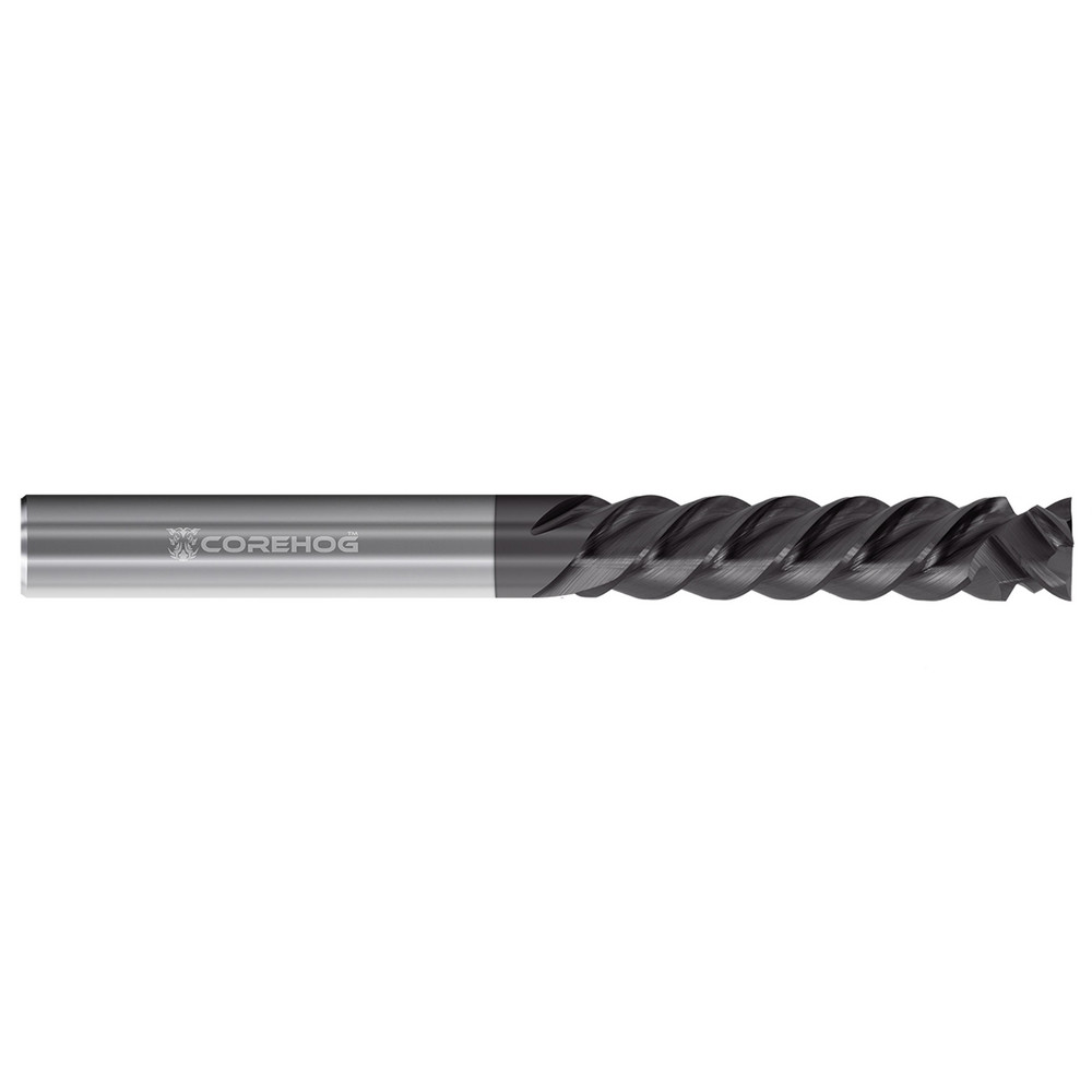 Corehog Square End Mill 1/4" Dia, 11/8" LOC, 4 Flute, Solid Carbide
