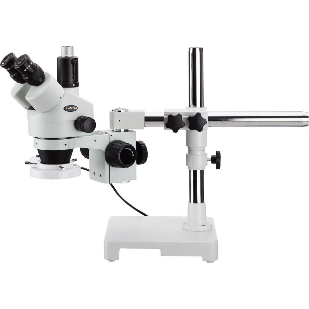 AmScope SM-4TX-FRL Trinocular Stereo Boom Zoom Microscope 3.5X-45X With Fluorescent Light
