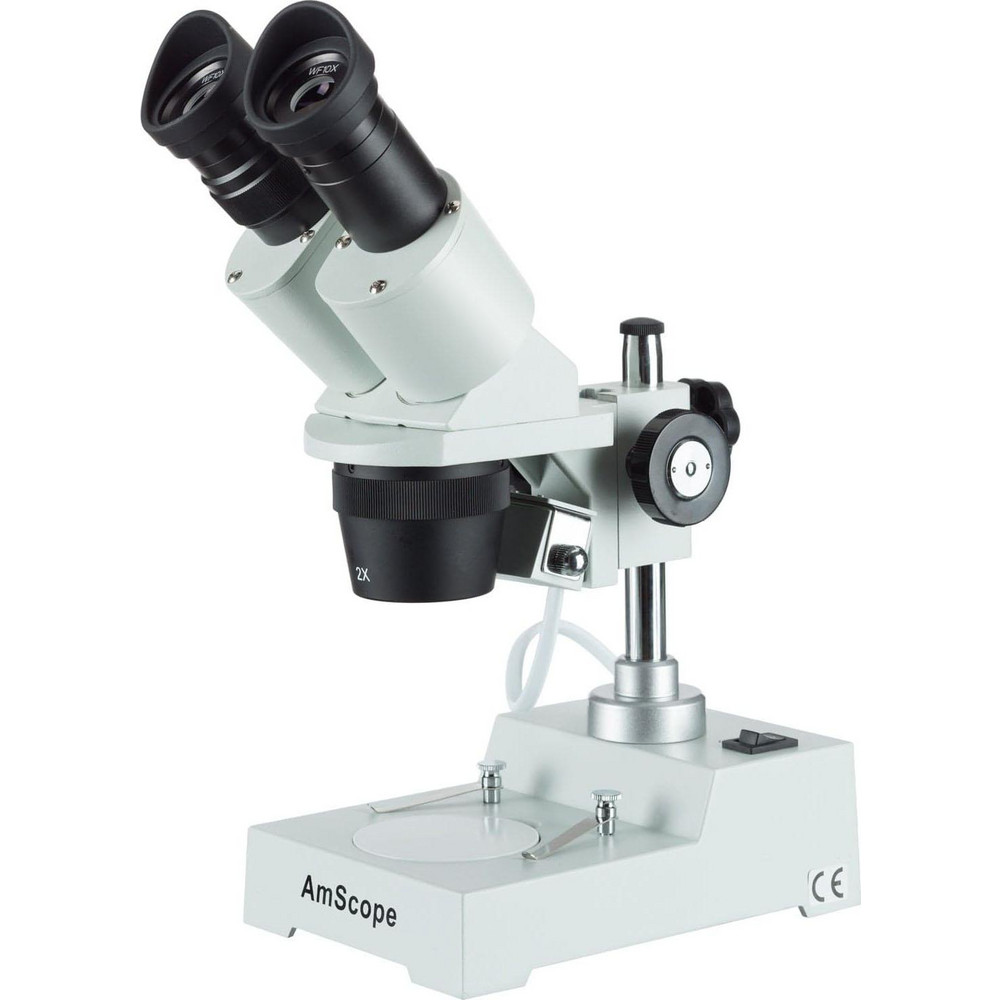 20X-40X Compact Multi-Lens Stereo Microscope with Angled Head, Metal Pillar Stand, Top Lighting