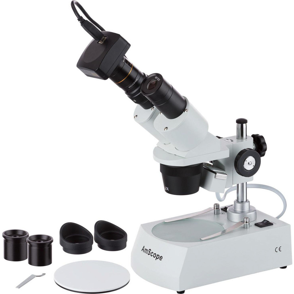 Angled Microscope AmScope - 20X-80X Compact Multi-Lens Stereo Microscope with Angled Head ...