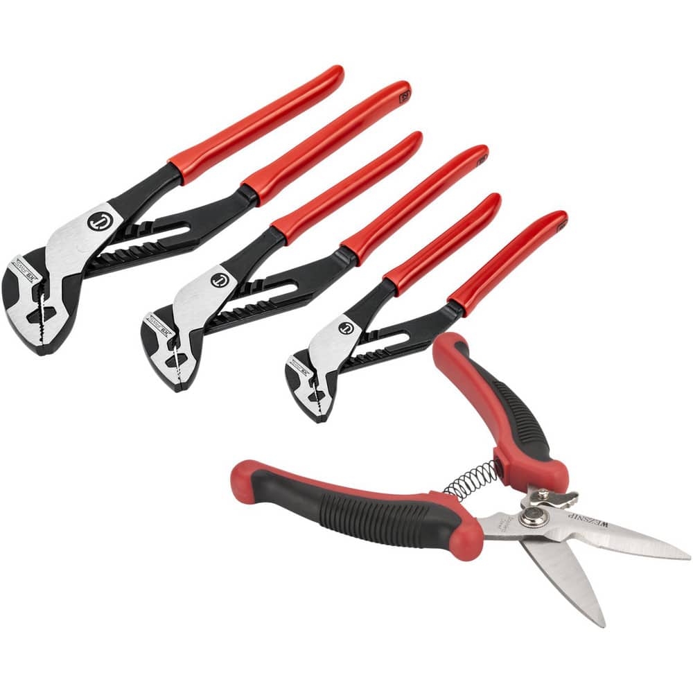 Plier Sets; Plier Type Included: Straight Dipped ; Overall Length: 8 in; 10 in; 12in ; Handle Material: Bi-Material ; Includes: 8", 10",12" Pliers; 8-1/2" Cushion Grip EZ Utility Sheer