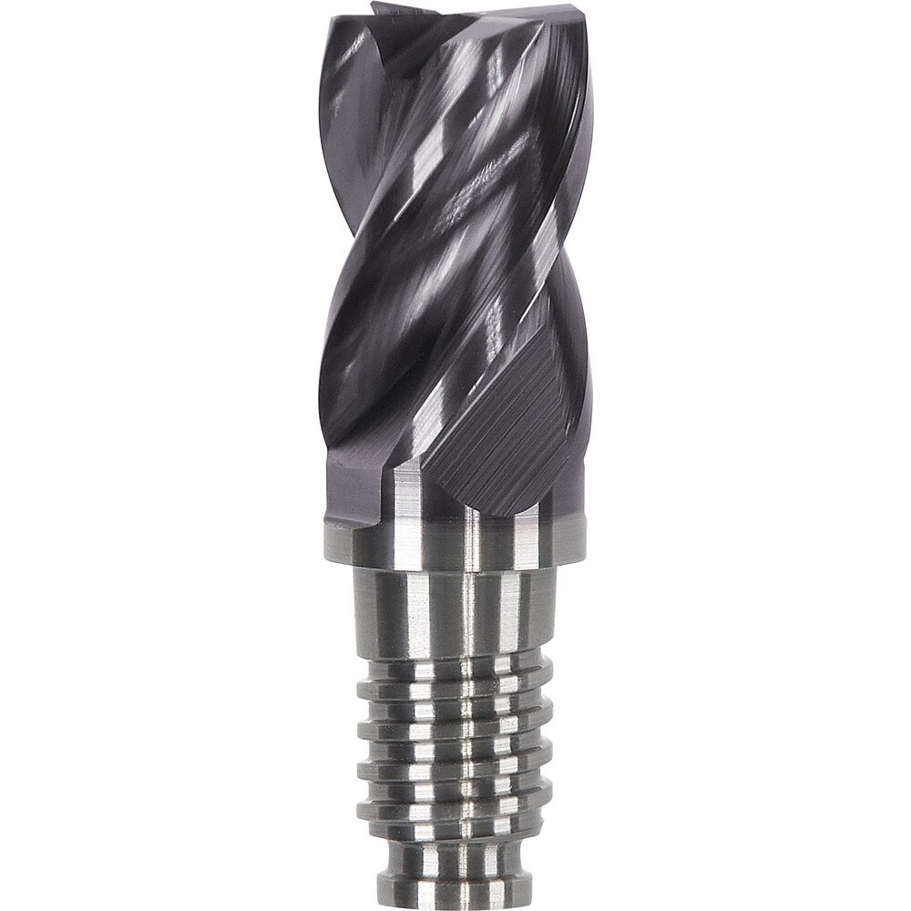 Corner Radius & Corner Chamfer End Mill Heads; Chamfer Angle: 45.000 ; Connection Type: Duo-Lock 20 ; Centercutting: Yes ; Flute Type: Spiral ; Number Of Flutes: 4 ; End Mill Material: Solid Carbide