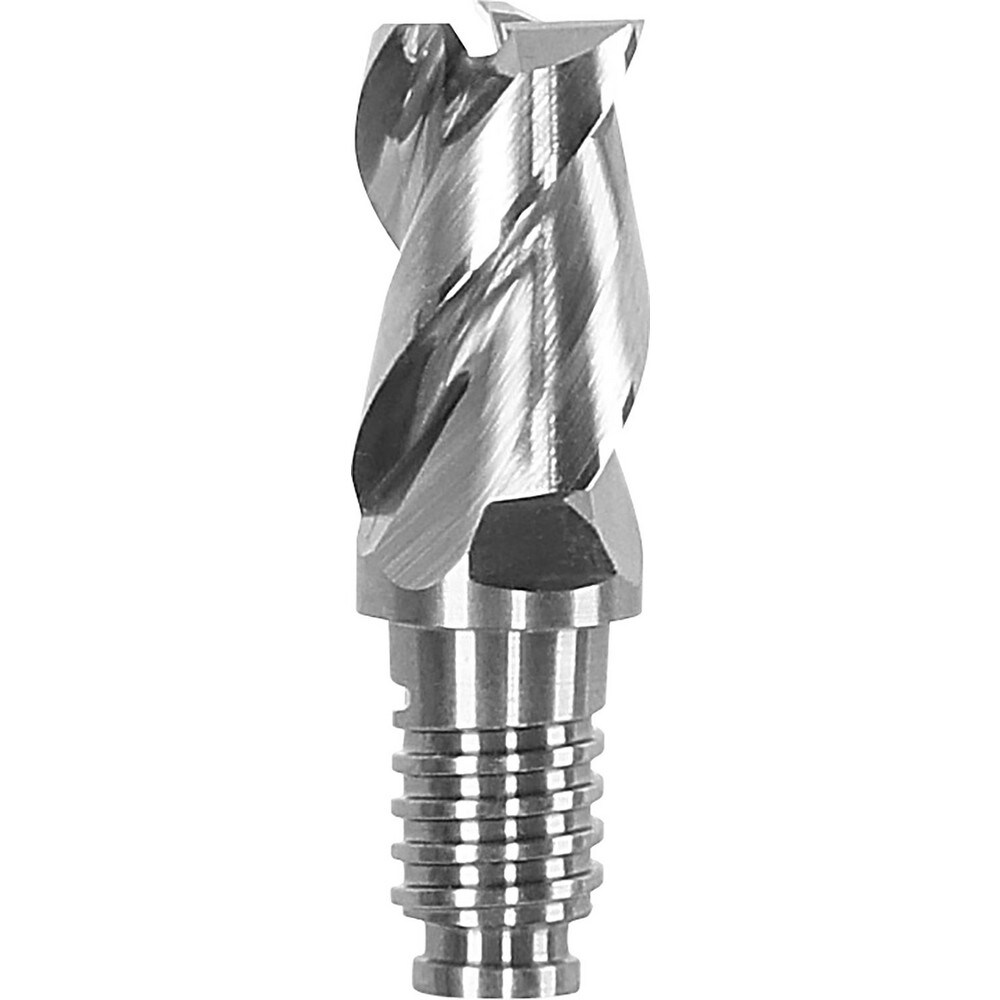 Corner Radius & Corner Chamfer End Mill Heads; Chamfer Angle: 45.000 ; Connection Type: Duo-Lock 10 ; Centercutting: Yes ; Flute Type: Spiral ; Number Of Flutes: 3 ; End Mill Material: Solid Carbide