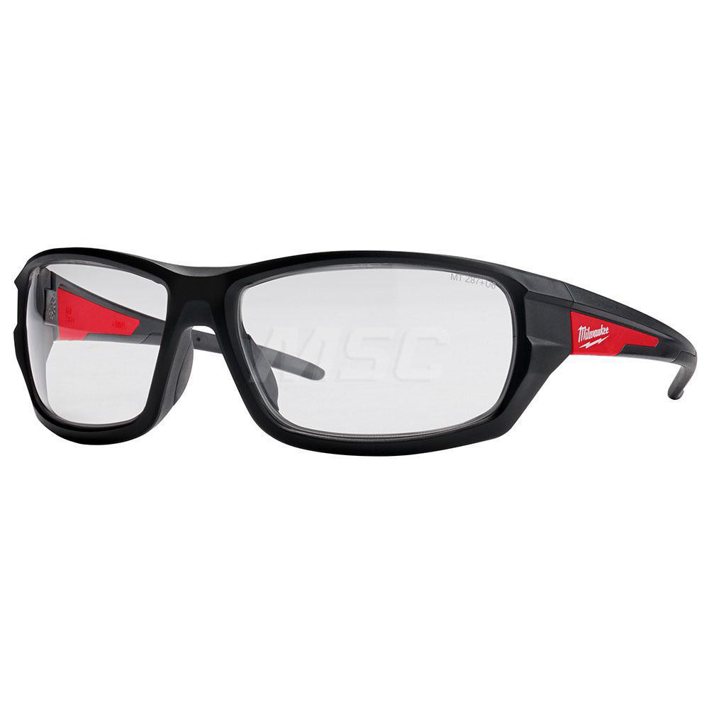Safety Glasses: Anti-Fog & Scratch-Resistant, Plastic, Clear Lenses, Full-Framed - Black Frame, Non-Adjustable Temples, Series 48-73-202, ANSI Z87.1+