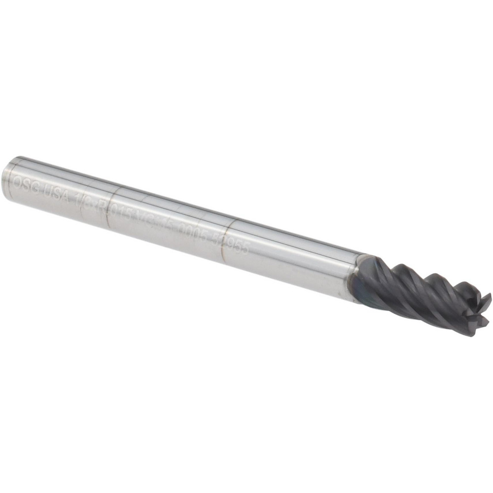OSG Corner Radius End Mill 1/8" Dia, 1/4" LOC, 0.0150" Radius, 5