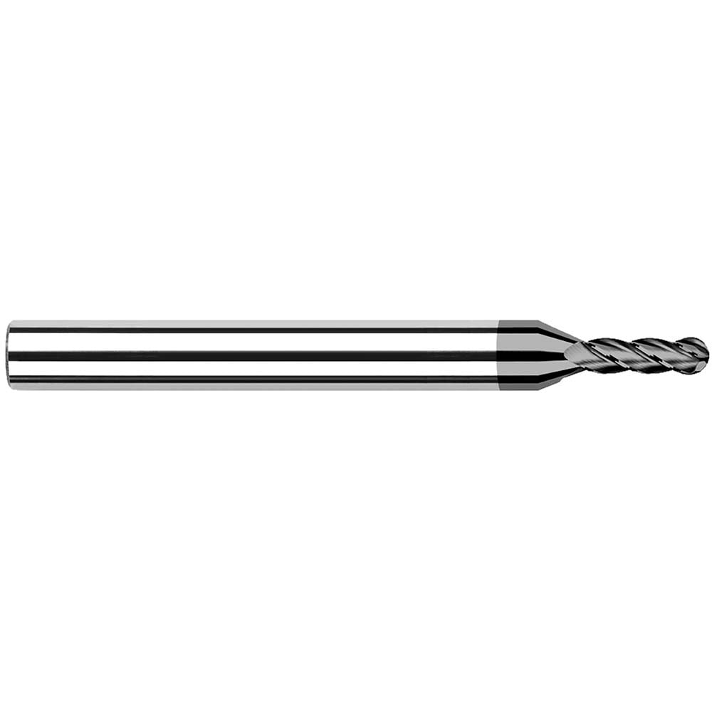 Ball End Mill: 1/4" Dia, 1-1/4" LOC, 4 Flute, Solid Carbide