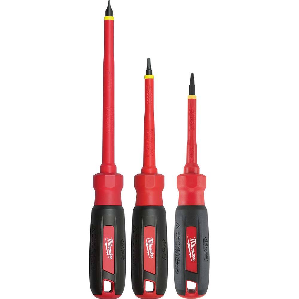 Screwdriver Set: 3 Pc, Slotted & Square