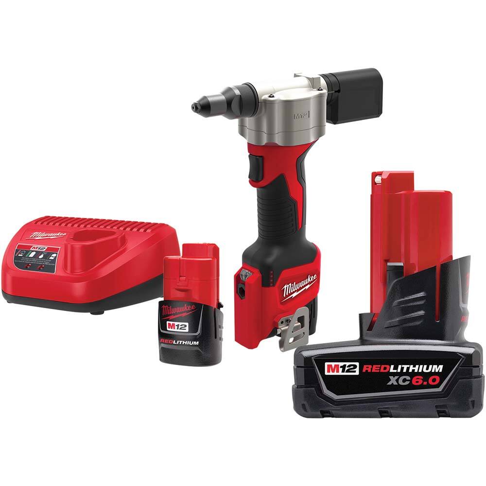 Cordless Riveters; Fastener Type: Cordless Electric Riveter; Stroke Length: 0.8 in; Pull Force: 2000 lb; Overall Length: 6.5 in; Closed End Rivet Capacity: All up to 3/16; Voltage: 12 V; Mandrel Collection: Yes; Stroke Length (Decimal Inch): 0.8000; Pull