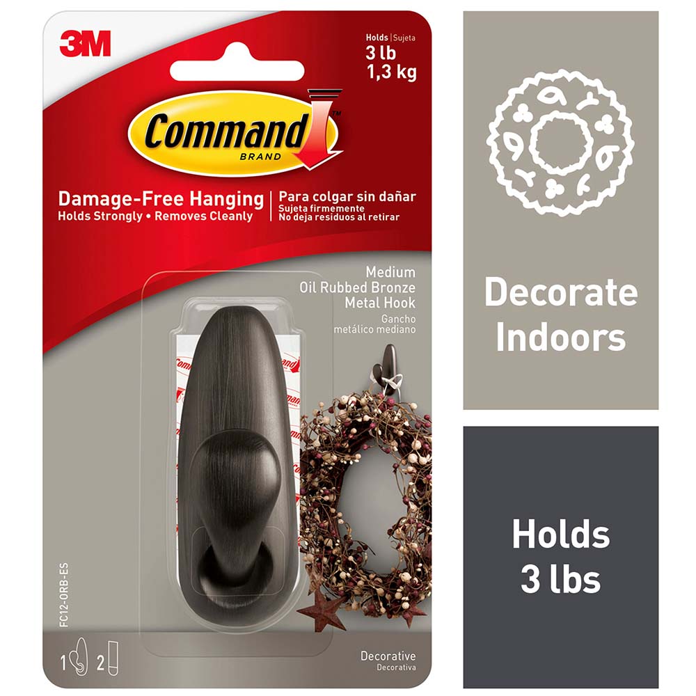 Command - 1-1/4 Inch Projection, 3-1/4 Inch Long, Hook Kit | MSC Direct