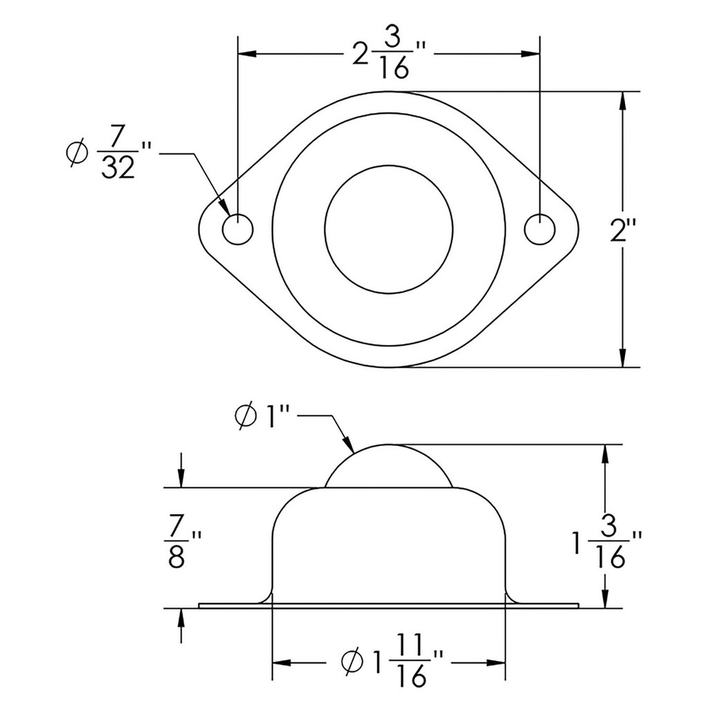 Flange Ball Transfer - 1" Dia. Carbon Steel Ball 75 Lb. view 2