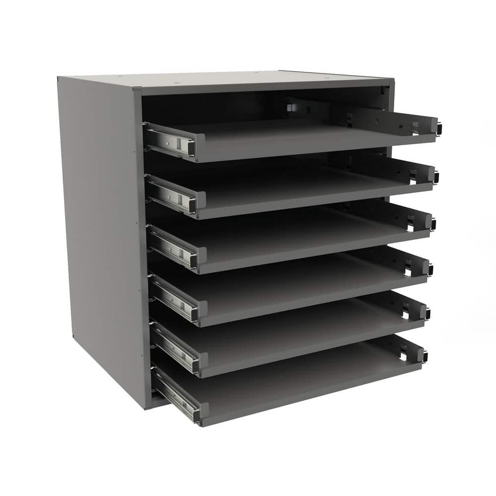 Small bearing slide rack, 6 compartments, gray