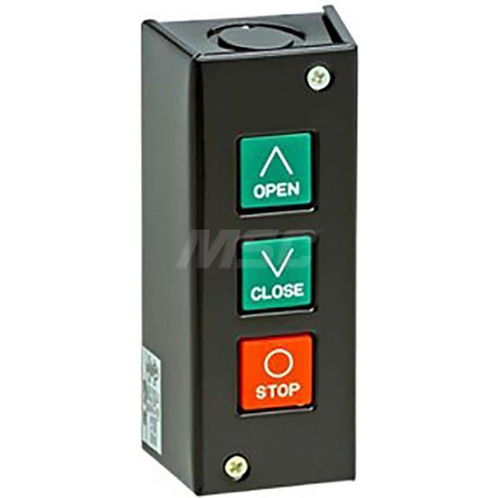 American Garage Door Supply PBS3 Garage Door Hardware; Type: Control Station, NEMA 1 Interior Use, Surface Mount; For Use With: Commercial Doors; Commercial Gate Openers; Material: Metal; Overall Length: 1.81; Overall Width: 2; Overall Height: 2.875; Number of Buttons: 3; Includes: NEMA 