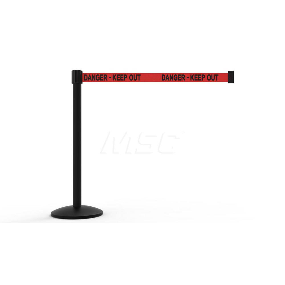 Free Standing Retractable Belt Barrier Post: 40" High, 2.4" Dia, Aluminum Post