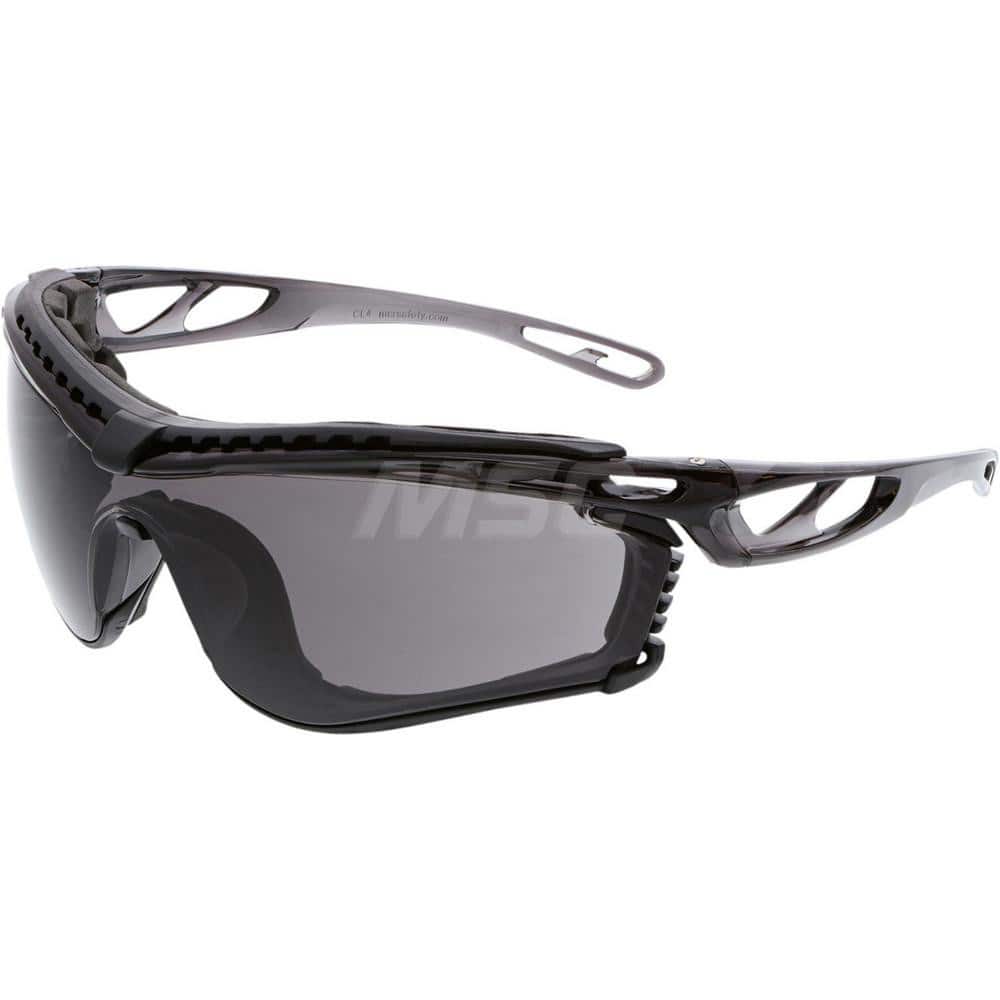 Safety Glass: Anti-Fog, Polycarbonate, Gray Lenses, Foam Lined