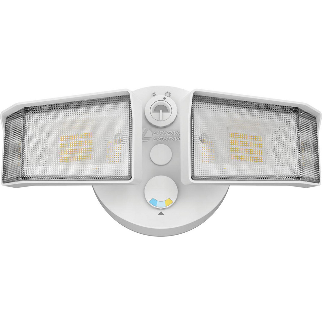 Lithonia Lighting 2 Head 20 Watt 120 V LED Floodlight Fixture - Acrylic Lens, Wall Mount, White Aluminum Housing | Part #271FJ4