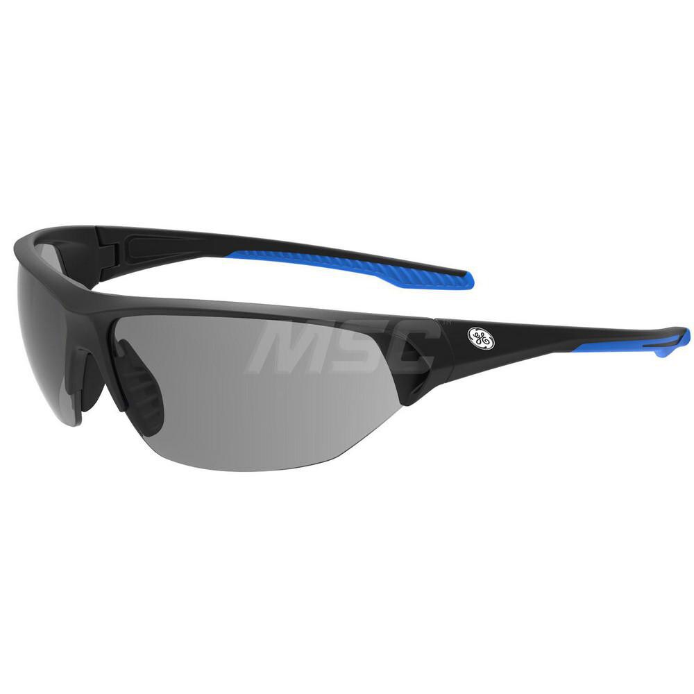 Safety Glass: Anti-Fog & Anti-Scratch, Polycarbonate, Smoke Lenses, Half-Framed