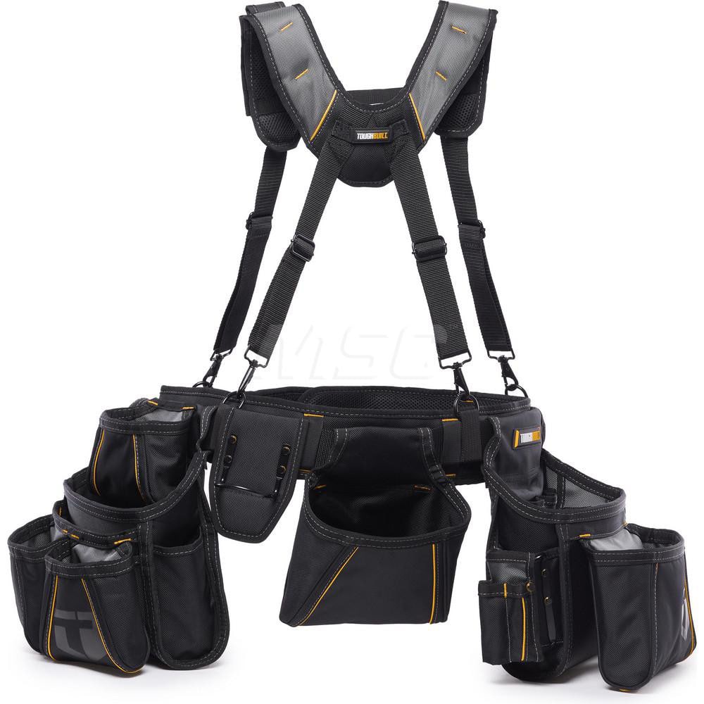 Toughbuilt Tool Aprons  Tool Belts; Tool Type: Tool Belt; Minimum Waist  Size: 32; Maximum Waist Size: 48; Material: Polyester; Number of Pockets:  15.000; Color: Black; Belt Type: Padded; Adjustable; Overall
